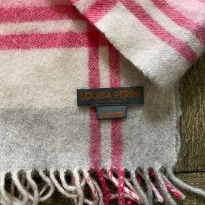 Louisa Perrin Pink and Gray Plaid Scarf